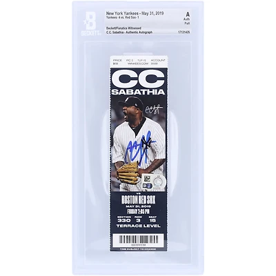 CC Sabathia New York Yankees Autographed Beckett Fanatics Witnessed Authenticated Ticket from May 31, 2019