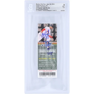 CC Sabathia New York Yankees Autographed Career Win 208 Beckett Fanatics Witnessed Authenticated / Ticket from April 24