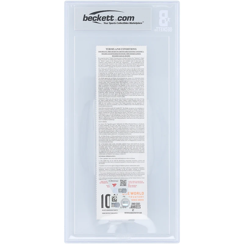 CC Sabathia New York Yankees Autographed Career Win 248 Beckett Fanatics Witnessed Authenticated Ticket from May 6, 2019 with "Career Win #248" Inscription