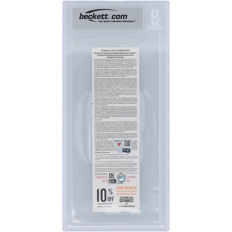Billet autographié CC Sabathia New York Yankees #250 Beckett Fanatics Witnessed Authenticated 7/10 Ticket du 19 juin 2019 avec l'inscription « Career Win #250 »