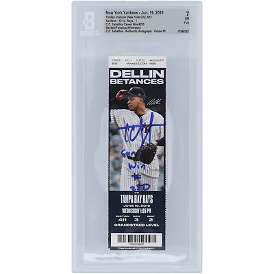 Billet autographié CC Sabathia New York Yankees #250 Beckett Fanatics Witnessed Authenticated 7/10 Ticket du 19 juin 2019 avec l'inscription « Career Win #250 »