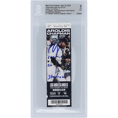 Billet autographié CC Sabathia des Yankees de New York pour le dernier match joué au Yankee Stadium. Billet authentifié 5/10, témoin des fanatiques de Beckett, du 18 septembre 2019 avec l'inscription « Dernier match au Yankee Stadium ».
