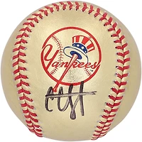 Casquette de baseball en cuir doré Rawlings autographiée par CC Sabathia des Yankees de New York