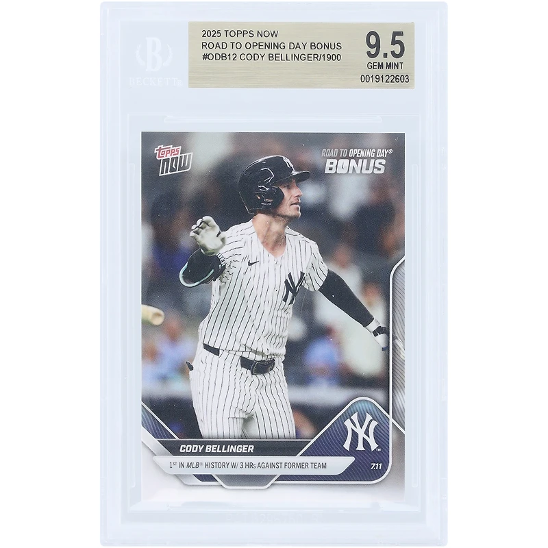 Cody Bellinger New York Yankees 2025 Topps Now 1st in MLB History w/ 3 HRs Against Former Team #ODB12 BGS Authenticated 9.5 Card