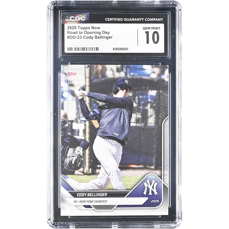 Carte authentifiée CGC 10 authentifiée Cody Bellinger, Yankees de New York, collection Topps Now 2025 « En route pour le jour d'ouverture » ​​n° OD-23