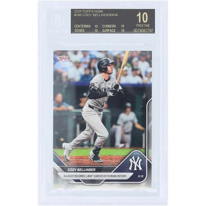 Cody Bellinger New York Yankees 2025 Topps Now Slugger Records 1,000th Career Hit In Road Victory Black Label #286 BGS Authenticated 10 Card - 10,10,10,10 Subgrades