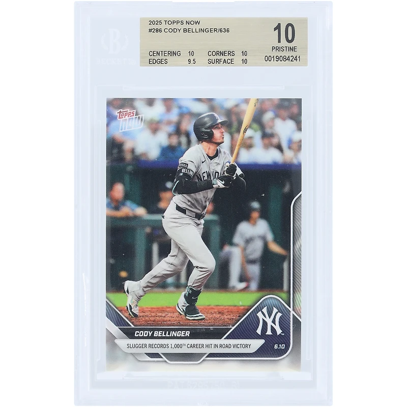 Cody Bellinger New York Yankees 2025 Topps Now Slugger Records 1,000th Career Hit In Road Victory #286 BGS Authenticated 10 Card - 10,10,9.5,10 Subgrades