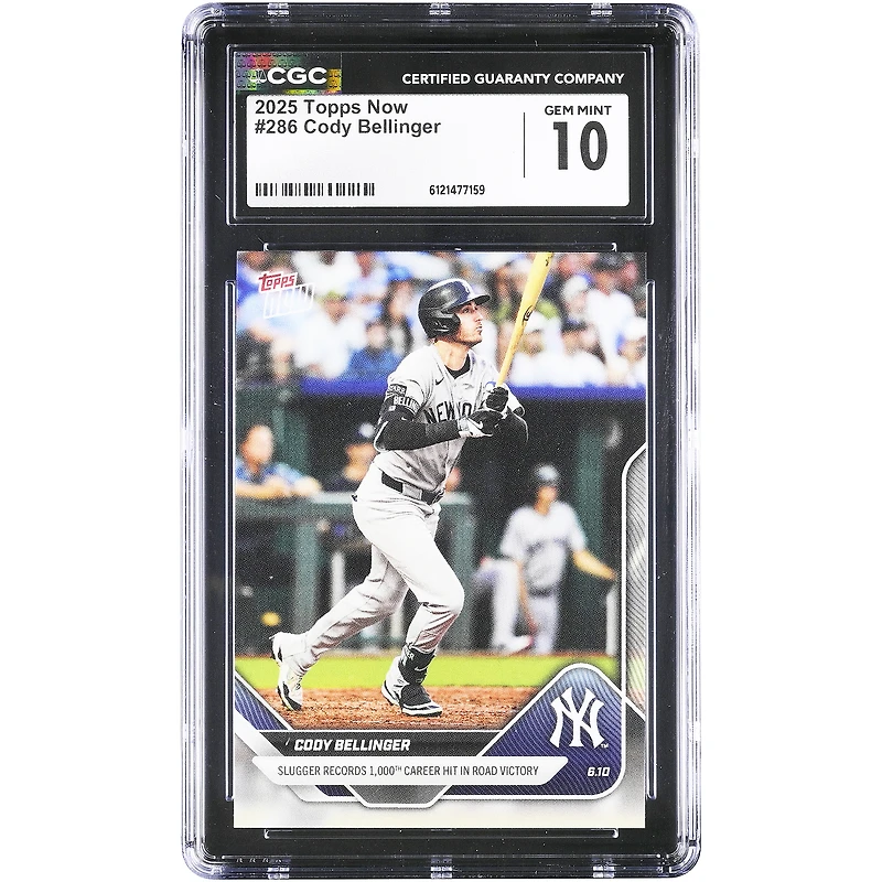 Cody Bellinger New York Yankees 2025 Topps Now Slugger Records 1,000th Career Hit in Road Victory #286 CGC Authenticated 10 Card
