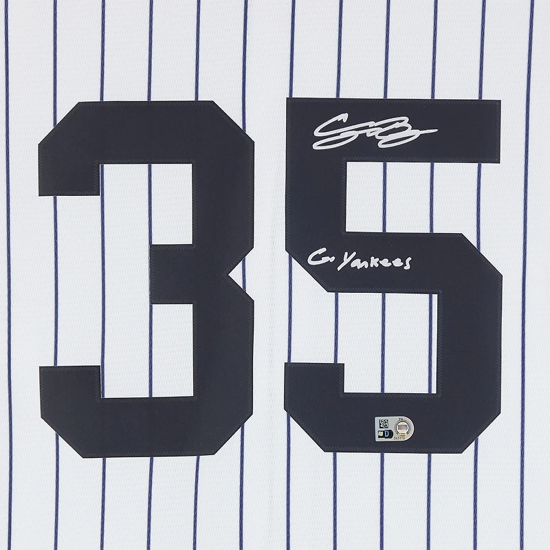 Maillot réplique blanc Nike des Yankees de New York de Cody Bellinger avec inscription « Go Yankees »