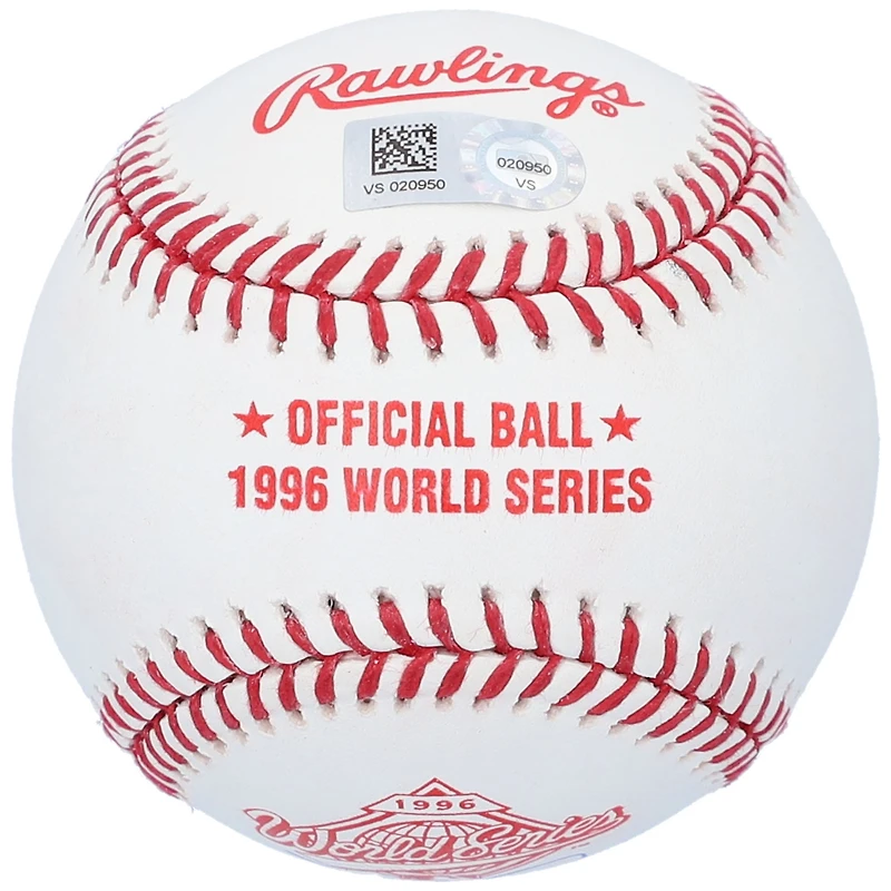 Balle de baseball autographiée par David Cone, des Yankees de New York, avec le logo des Séries mondiales de 1996 et l'inscription « Champions des Séries mondiales 96 ».