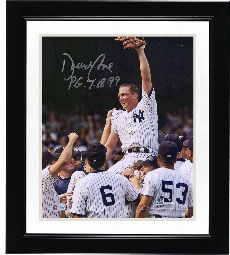 David Cone New York Yankees Autographed 8" x 10" Carried off Field Photograph with "P.G. 7-18-99" Inscription