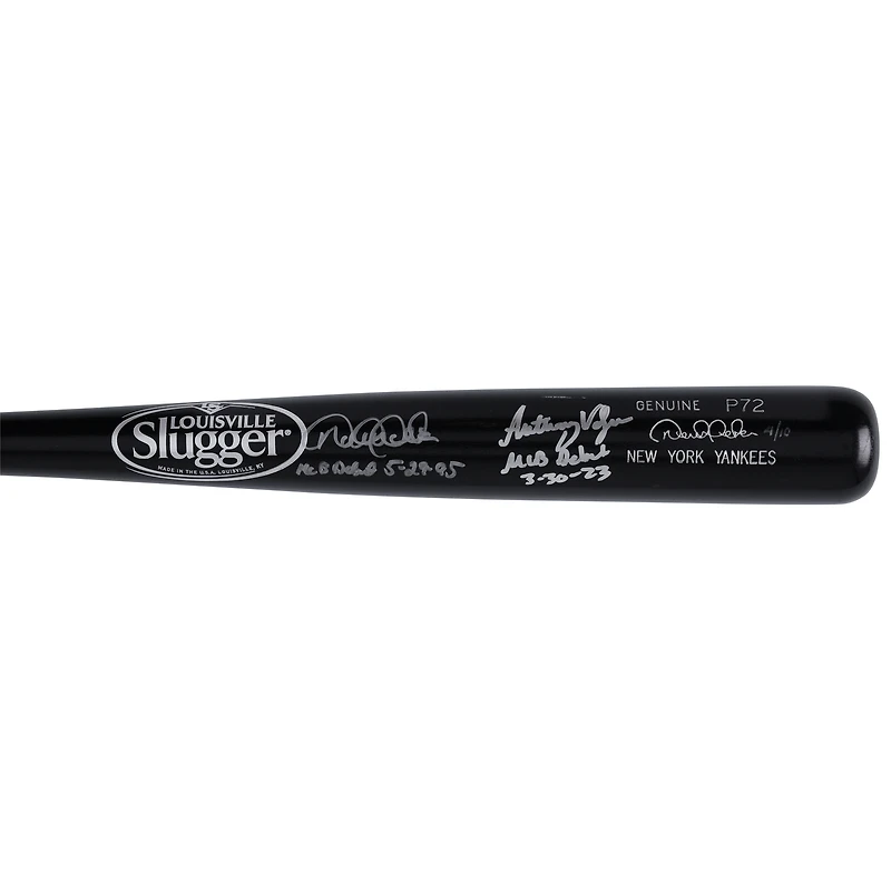 Derek Jeter & Anthony Volpe New York Yankees Autographed Black Louisville Slugger Game Model Bat with Multiple MLB Debut Inscriptions - Limited Edition of 10