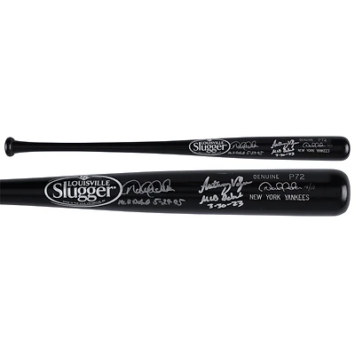 Derek Jeter & Anthony Volpe New York Yankees Autographed Black Louisville Slugger Game Model Bat with Multiple MLB Debut Inscriptions - Limited Edition of 10