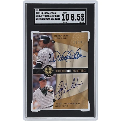 Derek Jeter and Joba Chamberlain New York Yankees Autographed 2009 Upper Deck Ultimate Collection Ultimate Dual Signatures #UDS-3 #12/38 SGC Authenticated 8.5/10 Card