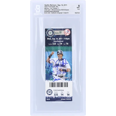 Derek Jeter New York Yankees Autographed 16th Consecutive 150-Hit Season Beckett Fanatics Witnessed Authenticated /10 Ticket from September 14