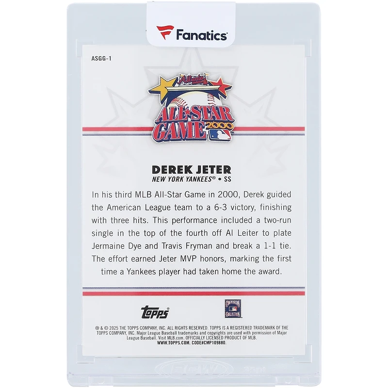 Derek Jeter New York Yankees Autographed 2025 Topps All Star Game Greats Black #ASGG-1 #3/10 Card
