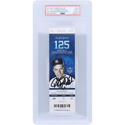 Derek Jeter New York Yankees Autographed 535th Career Double, Passing Lou Gehrig PSA Authenticated 9/8 Ticket from July 22