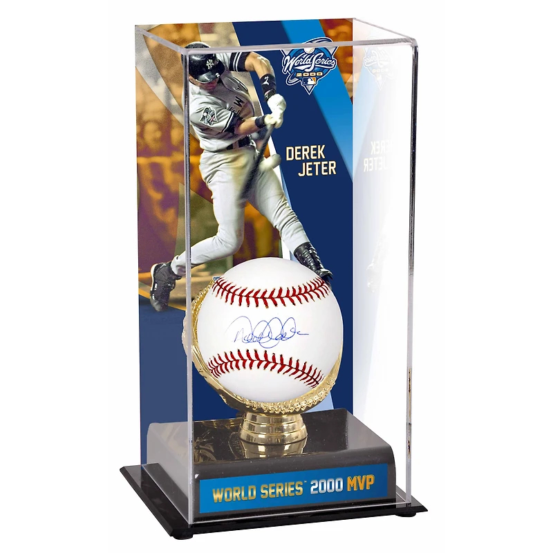 Derek Jeter New York Yankees Autographed Baseball and 2000 World Series MVP Sublimated Display Case