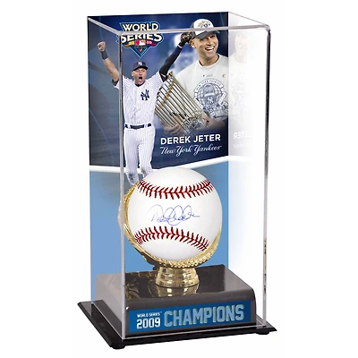 Derek Jeter New York Yankees Autographed Baseball and 2009 World Series Sublimated Display Case