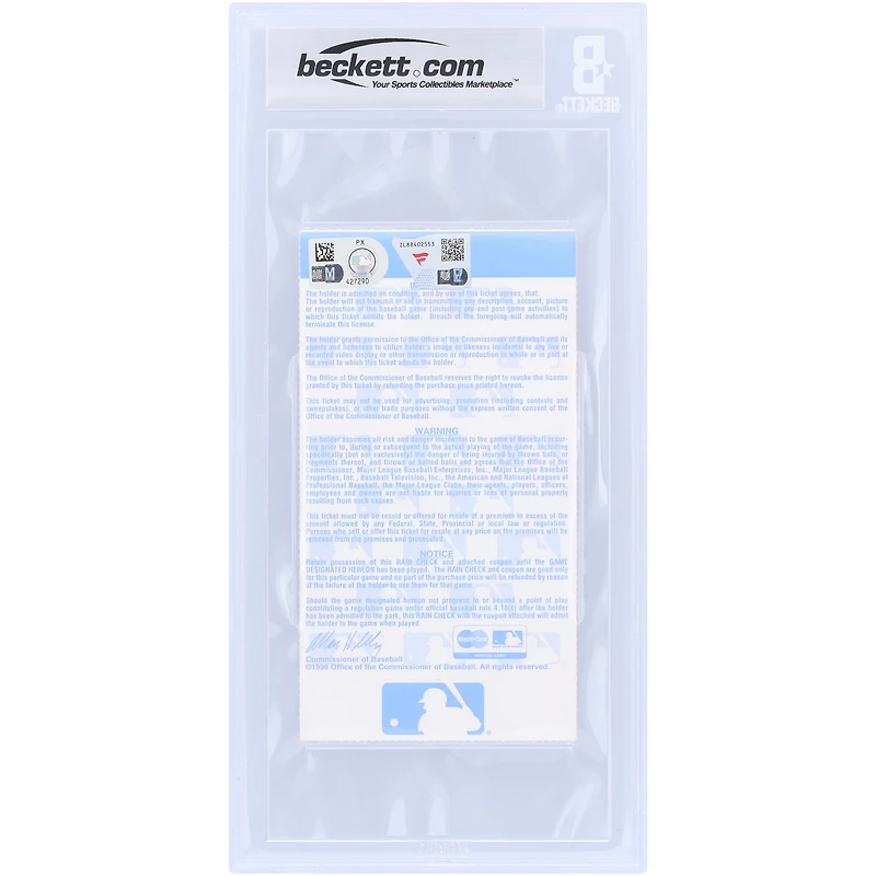 Billet autographié par Derek Jeter des Yankees de New York, billet authentifié du NM 7 de Beckett Fanatics, daté du 18 octobre 1998, avec l'inscription « 98 WS Champs ».