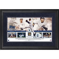 Derek Jeter, Yankees de New York : tableau encadré 25 x 45 cm retraçant sa carrière au Temple de la renommée, avec une capsule de terre utilisée en match – Édition limitée à 500 exemplaires