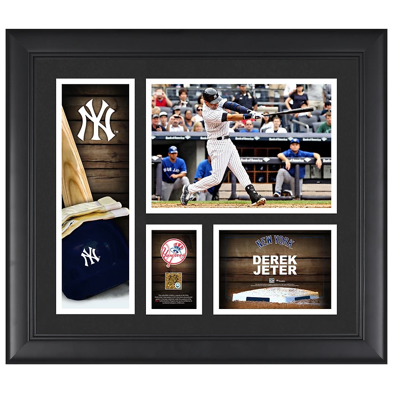 Derek Jeter New York Yankees Framed 15" x 17" Bat and Cap Collage with a Capsule of Game-Used Dirt