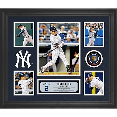 Derek Jeter New York Yankees Framed 5-Photo Collage With a Capsule of Game-Used Dirt