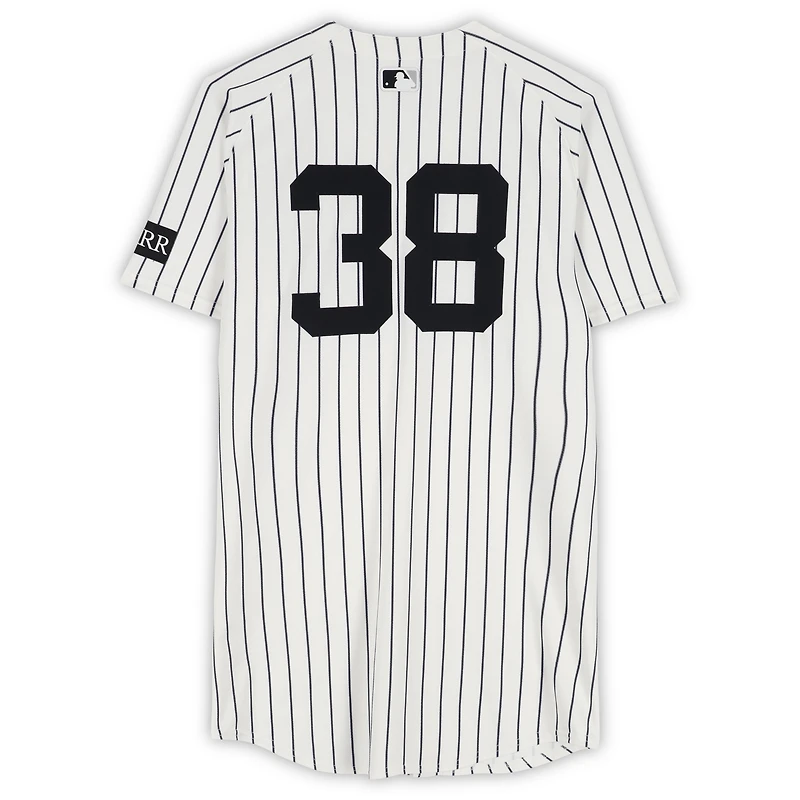 Maillot Nike blanc à rayures fines n° 38 porté par Devin Williams des Yankees de New York contre les Athletics le 29 juin 2025