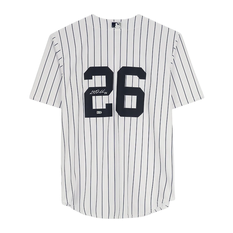 Maillot réplique blanc Nike autographié par DJ LeMahieu des Yankees de New York