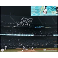 Photo dédicacée par Domingo German, joueur des Yankees de New York, format 40 x 50 cm, prise lors de la 9e manche au lancer, avec inscription « P.G. 28/06/2023 ».
