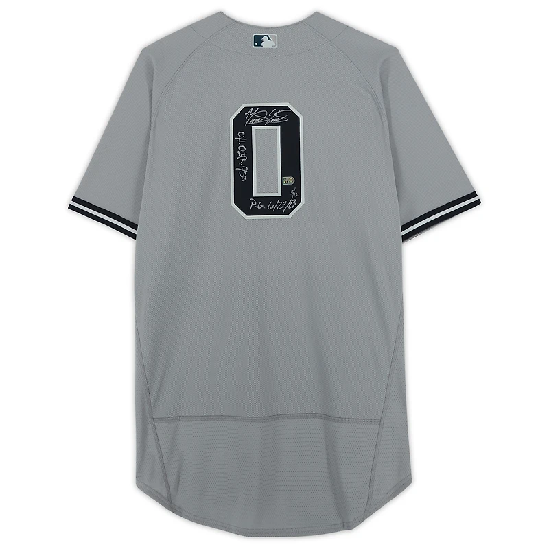 Maillot authentique Nike gris autographié par Domingo German des Yankees de New York, avec plusieurs inscriptions - Édition limitée à 12 exemplaires