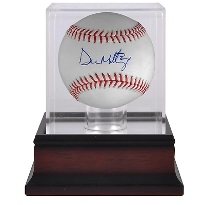 Baseball autographié par Don Mattingly des New York Yankees et vitrine de présentation de baseball en acajou