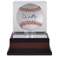 Baseball autographié par Don Mattingly des New York Yankees et vitrine de présentation de baseball en acajou