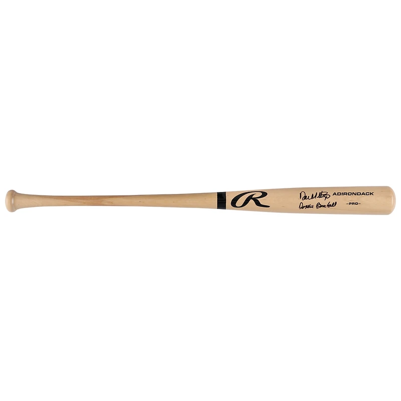 Batte de baseball professionnelle Rawlings Blonde autographiée par Don Mattingly des Yankees de New York avec l'inscription « Donnie Baseball »