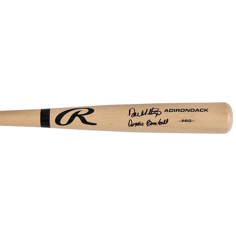 Batte de baseball professionnelle Rawlings Blonde autographiée par Don Mattingly des Yankees de New York avec l'inscription « Donnie Baseball »