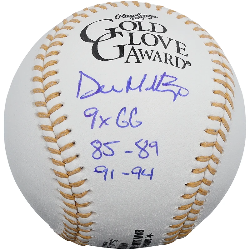 Balle de baseball Don Mattingly des Yankees de New York, gant d'or autographié et comportant plusieurs inscriptions - Édition limitée à 10 exemplaires