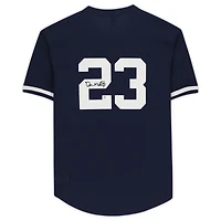 Maillot d'entraînement au bâton autographié par Don Mattingly des Yankees de New York, réplique de la collection Mitchell & Ness Cooperstown, bleu marine