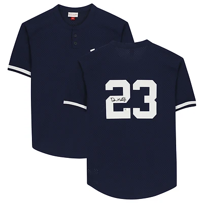 Maillot d'entraînement au bâton autographié par Don Mattingly des Yankees de New York, réplique de la collection Mitchell & Ness Cooperstown, bleu marine