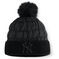 Bonnet de nuit Fanatics Black New York Yankees à revers et pompon