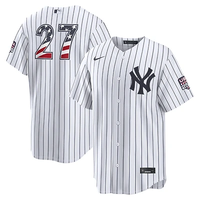 Maillot Nike blanc USA 250 Stadium des Yankees de New York pour homme, Giancarlo Stanton, édition spéciale 4 juillet