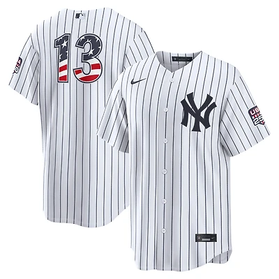Maillot Nike blanc USA 250 Stadium pour homme, New York Yankees Jazz Chisholm Jr., édition spéciale 4 juillet