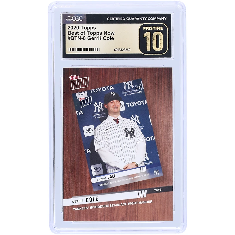 V106832 Yankee Gerrit Cole New York Yankees 2020 Topps Best of Topps Now Yankees Introduces $324M Ace Right-Hander #BTN-8 CGC Authenticated Pristine 10 Card Gerrit Cole UNS TPP TRADING CARDS 45664 COLTRC CC01BB1483 #23