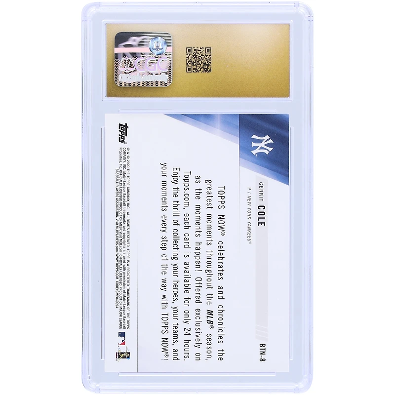 Gerrit Cole New York Yankees 2020 Topps Best of Topps Now Yankees Introduce $324M Ace Right-Hander #BTN-8 CGC Authenticated Pristine 10 Card