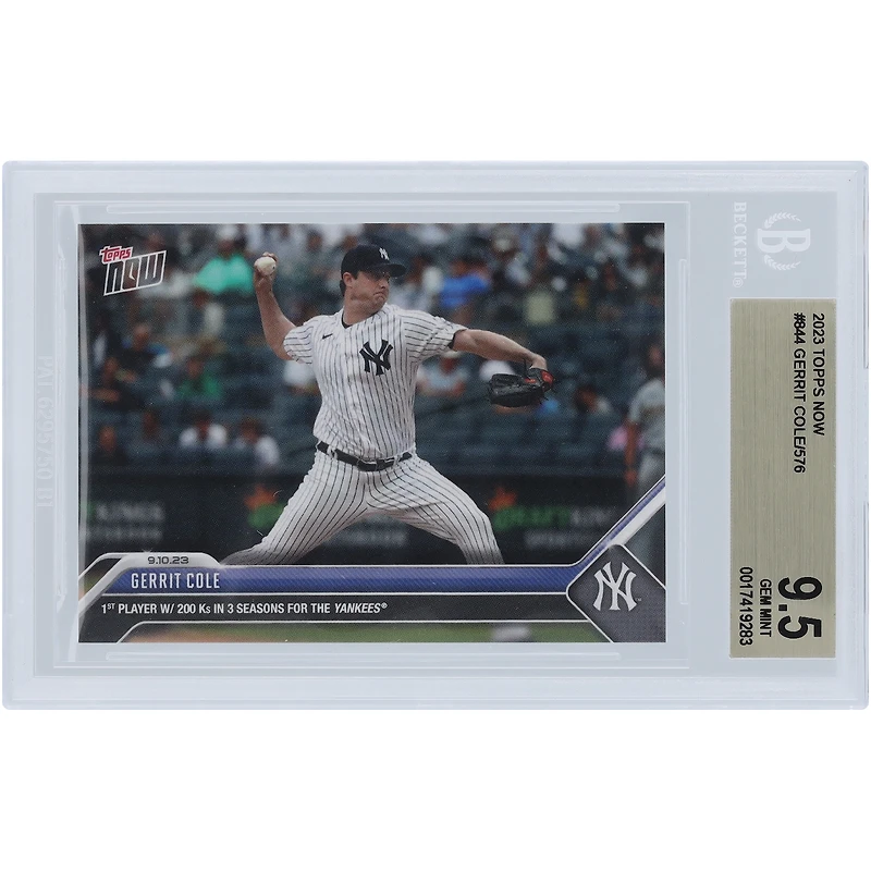 Gerrit Cole New York Yankees 2023 Topps Now 1st Player with 200K in 3 Seasons for the Yankees #844 BGS Authenticated 9.5 Card