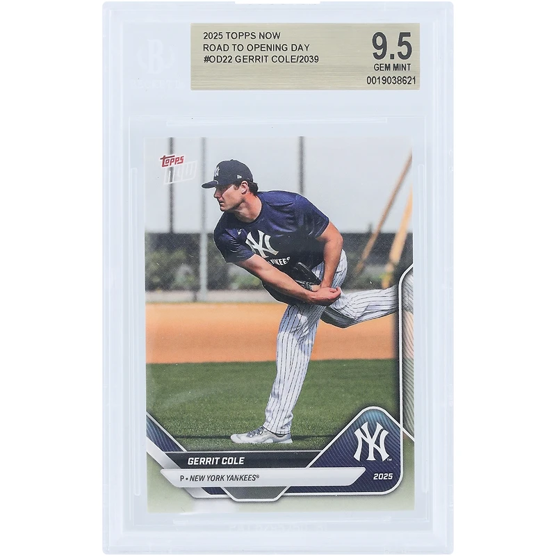 Carte authentifiée BGS 9.5 de Gerrit Cole, Yankees de New York, collection Topps Now 2025, en route pour le jour d'ouverture, n° OD-22