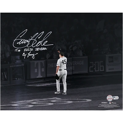 Photo dédicacée de Gerrit Cole, lanceur des Yankees de New York, en maillot blanc (40,6 x 50,8 cm), avec plusieurs inscriptions - Édition limitée à 23 exemplaires