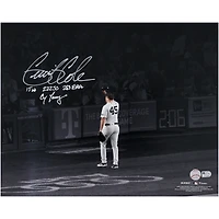 Photo dédicacée de Gerrit Cole, lanceur des Yankees de New York, en maillot blanc (40,6 x 50,8 cm), avec plusieurs inscriptions - Édition limitée à 23 exemplaires