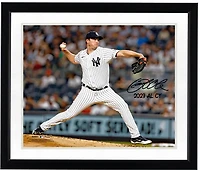 Gerrit Cole New York Yankees Autographed 2023 American League Cy Young Award 16" x 20" White Jersey Pitching Photograph with "23 AL Cy Young" Inscription