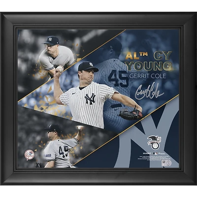 Collage encadré autographié par Gerrit Cole des Yankees de New York 12,5" x 14,5" de Cy Young