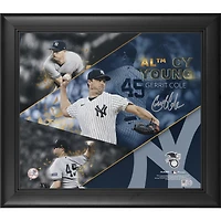 Collage encadré autographié par Gerrit Cole des Yankees de New York 12,5" x 14,5" de Cy Young